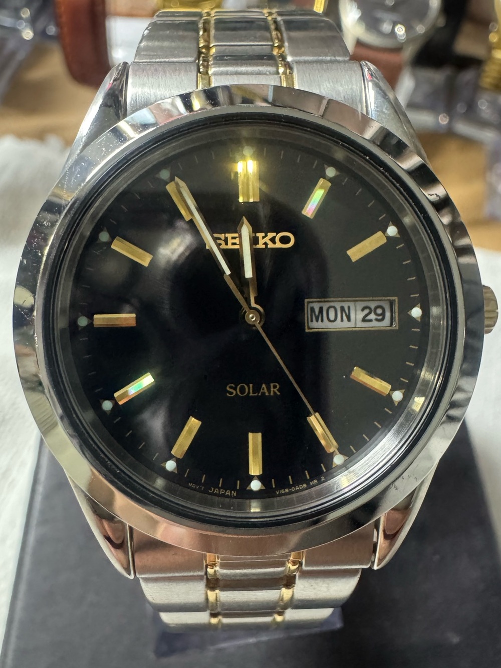 #236 Seiko Two-Tone Black Dial Solar Watch